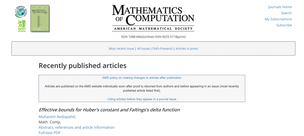 Značajan naučni uspjeh: Prof. dr. Muharem Avdispahić objavio je rad u časopisu Američkog matematičkog društva Mathematics of Computation 1